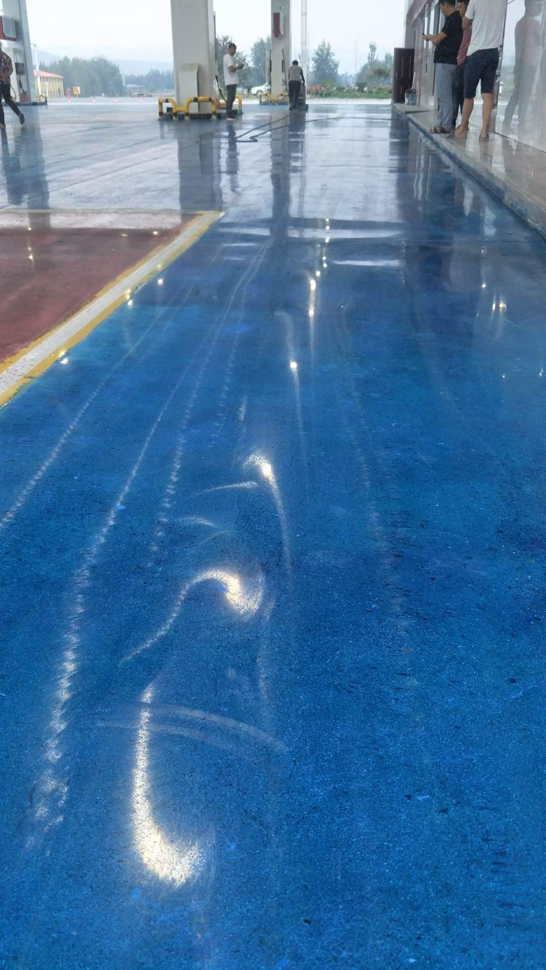 蓝色染色地坪